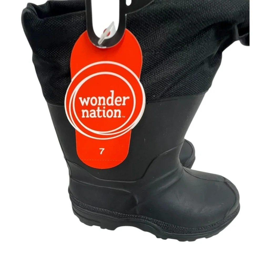 Wonder Nation Unisex Size 7 Black Winter Insulated To -25 degrees Rubber‎ Boots